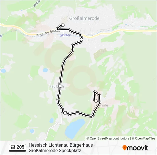 Автобус 205: карта маршрута