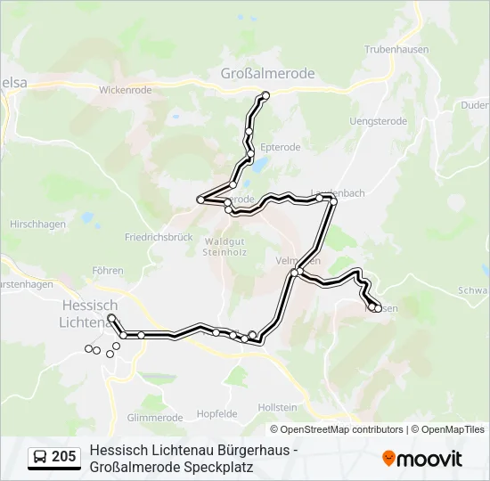 205 Bus Line Map