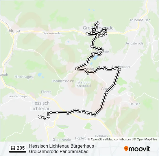 205 Bus Line Map