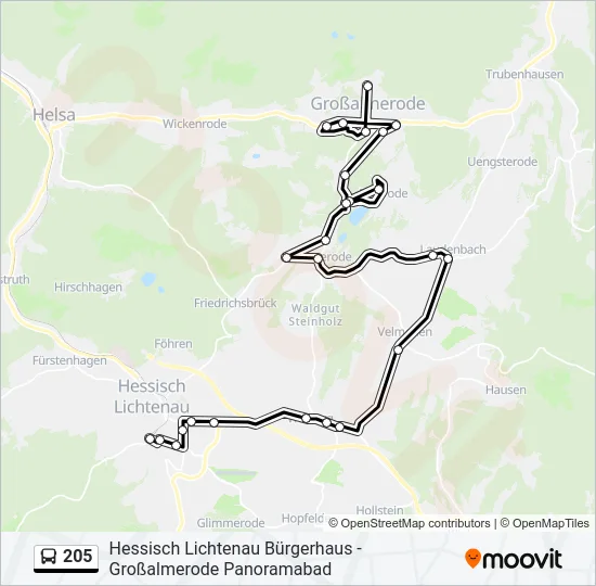 205 Bus Line Map