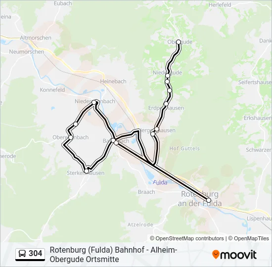 304 Bus Line Map