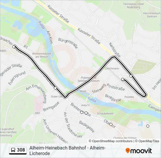 308 Bus Line Map