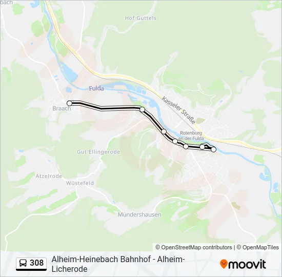 308 Bus Line Map