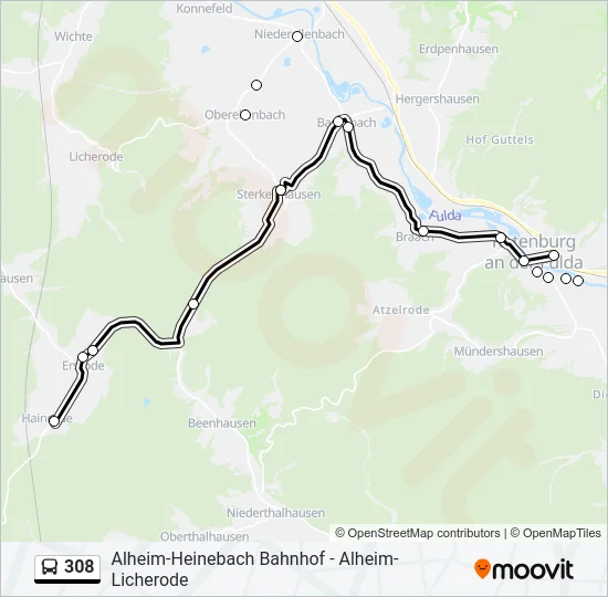 308 Bus Line Map
