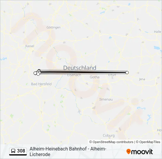 308 Bus Line Map