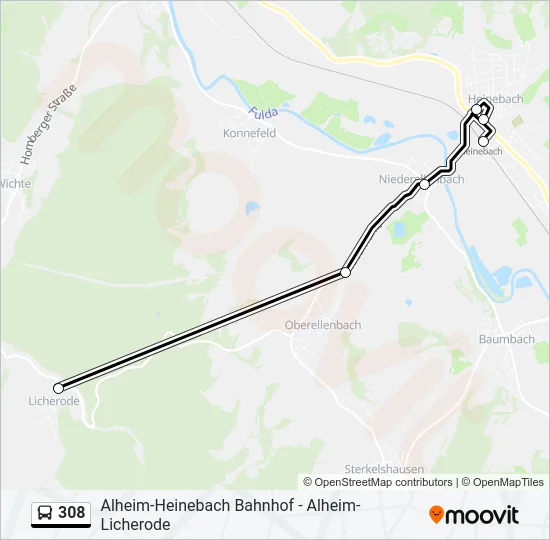 308 Bus Line Map