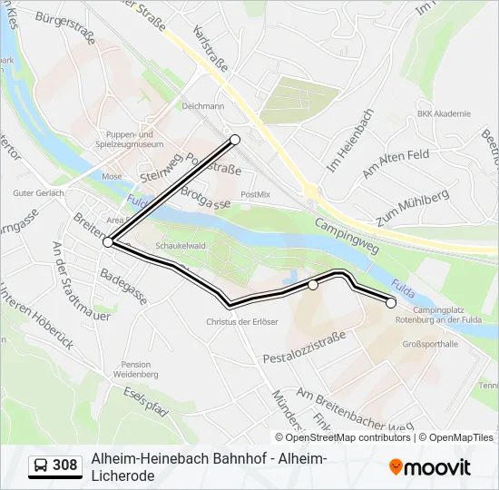 308 Bus Line Map