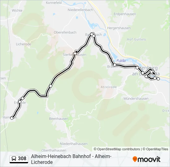 308 Bus Line Map