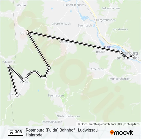 308 Bus Line Map