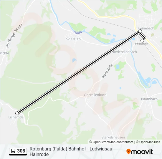 308 Bus Line Map