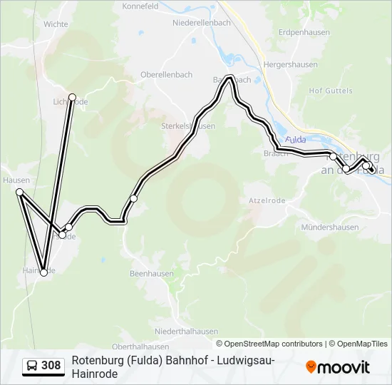 308 Bus Line Map