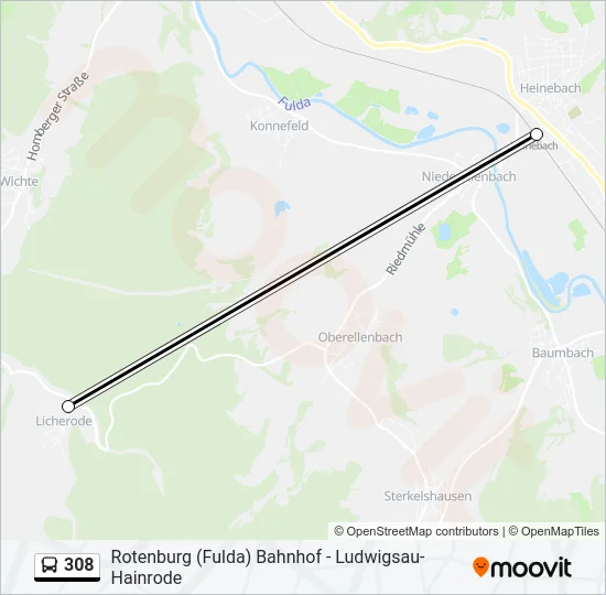 308 Bus Line Map