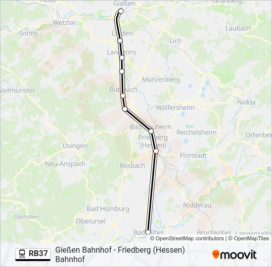 Bahnlinie RB37 Karte