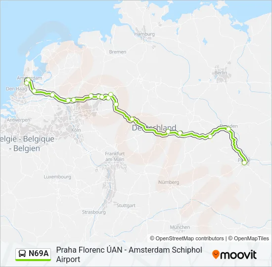 N69A Bus Line Map