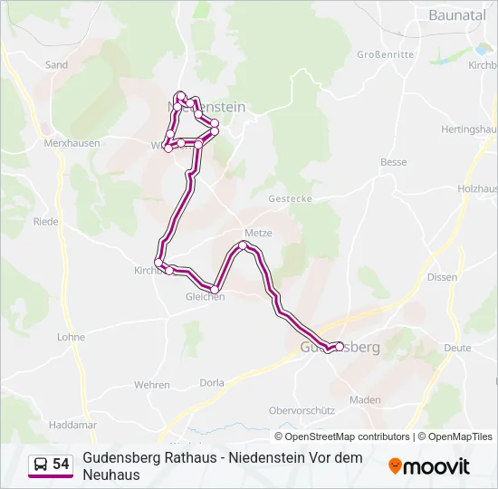 54 Bus Line Map
