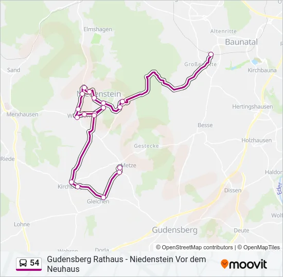 54 Bus Line Map