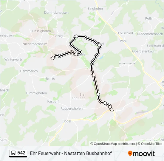 542 Bus Line Map