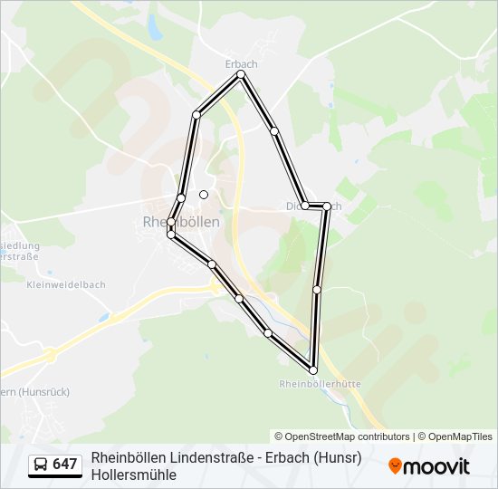 647 Bus Line Map