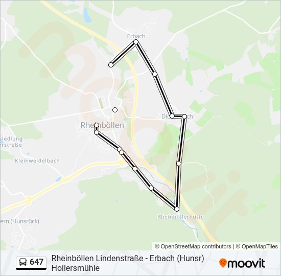647 Bus Line Map