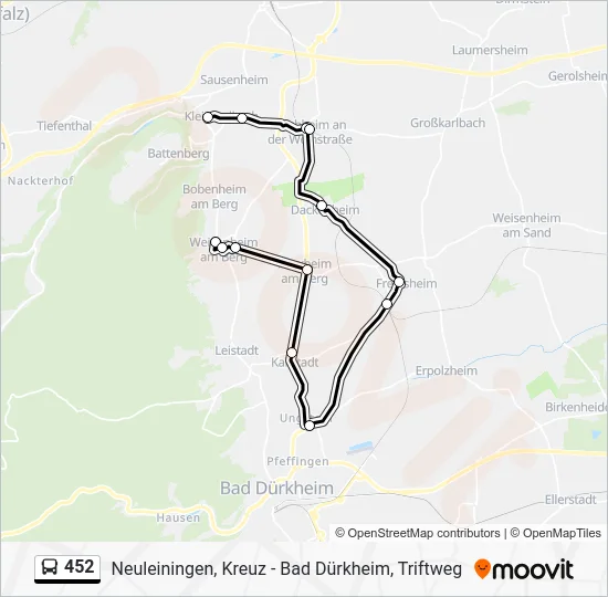 Автобус 452: карта маршрута