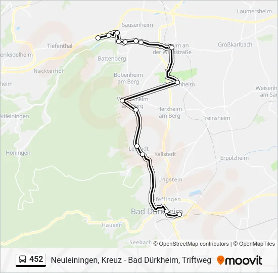 Автобус 452: карта маршрута