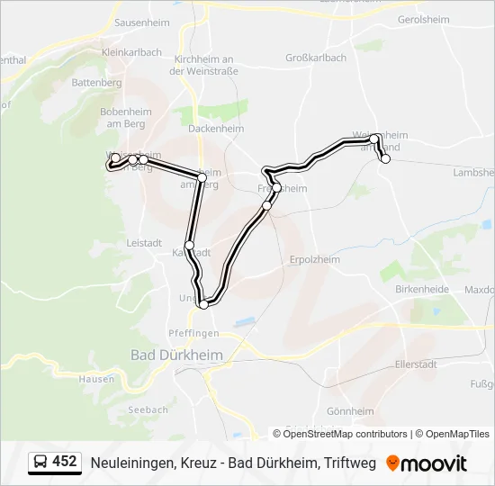 Автобус 452: карта маршрута