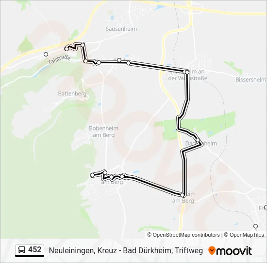 Автобус 452: карта маршрута
