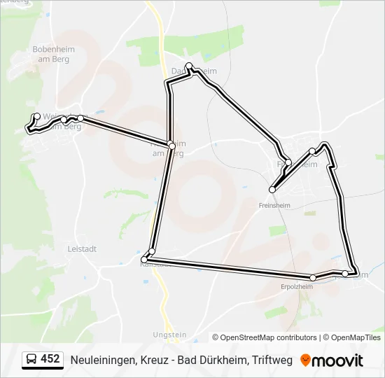 Автобус 452: карта маршрута