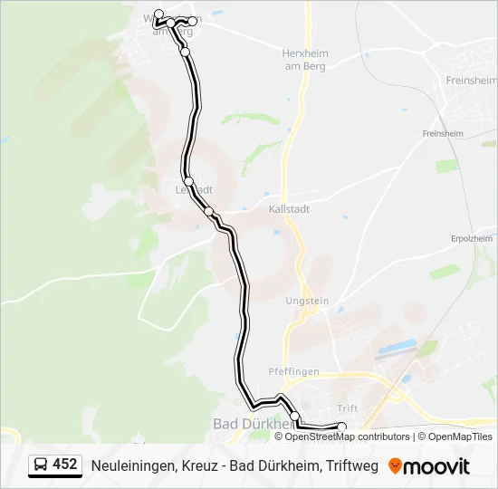 Автобус 452: карта маршрута