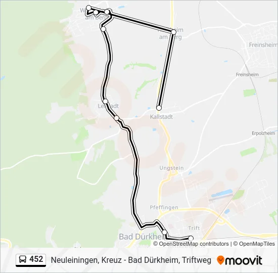 Автобус 452: карта маршрута
