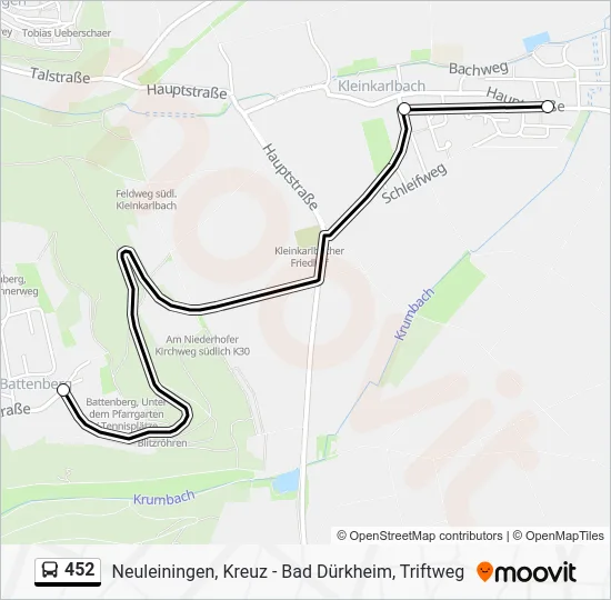 Автобус 452: карта маршрута