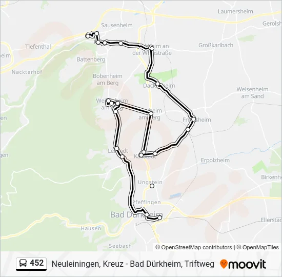 Автобус 452: карта маршрута