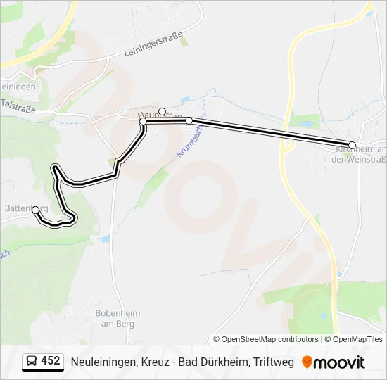 Автобус 452: карта маршрута
