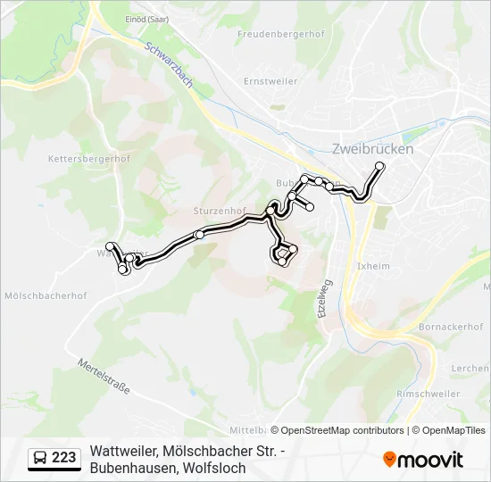 Автобус 223: карта маршрута