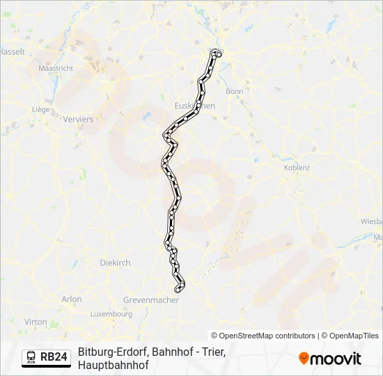 Поезд RB24: карта маршрута