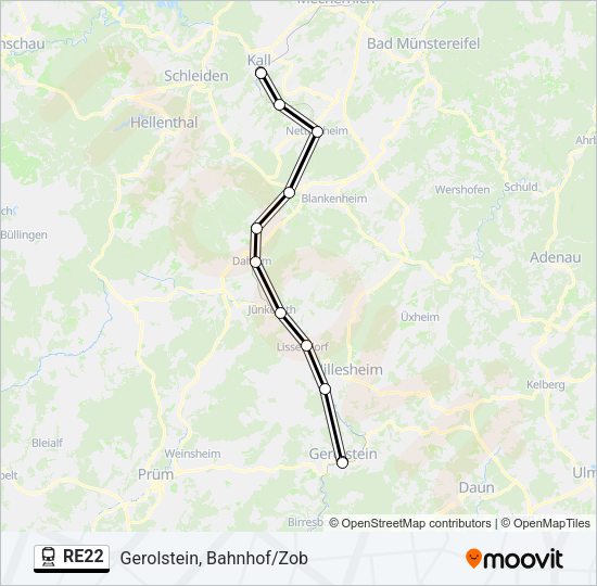 RE22 Train Line Map