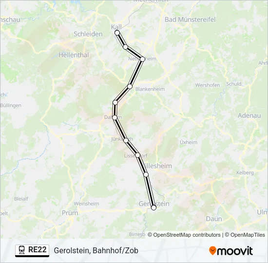 RE22 Train Line Map