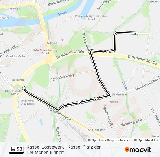 93 Bus Line Map