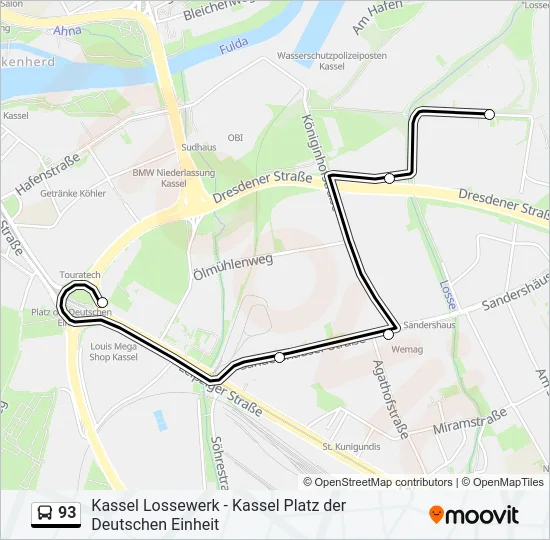 93 Bus Line Map