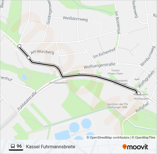 96 Bus Line Map