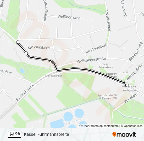Автобус 96: карта маршрута