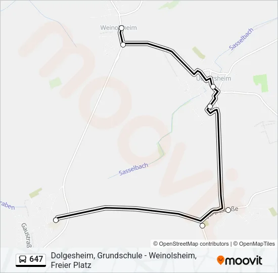 647 Bus Line Map