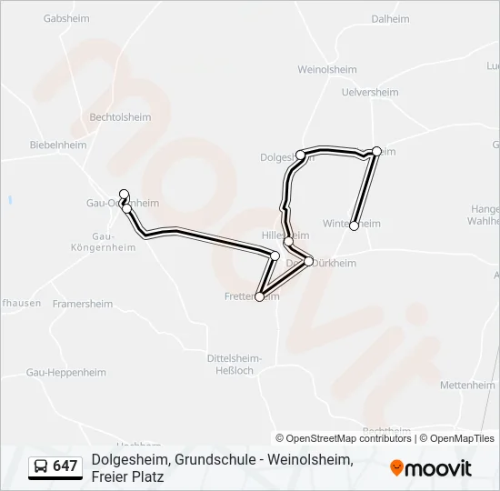 647 Bus Line Map