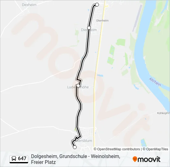 647 Bus Line Map