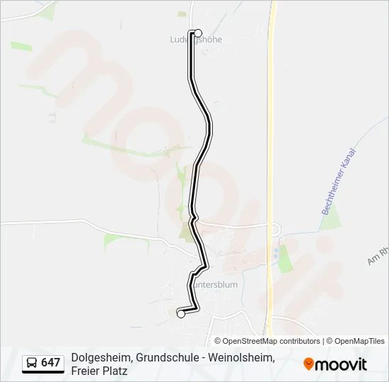 647 Bus Line Map