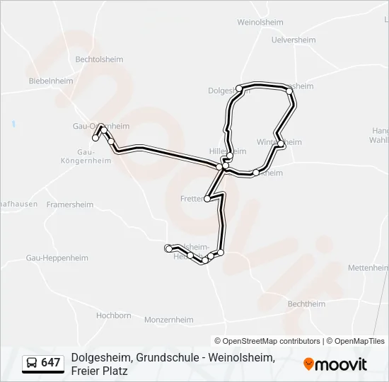 647 Bus Line Map
