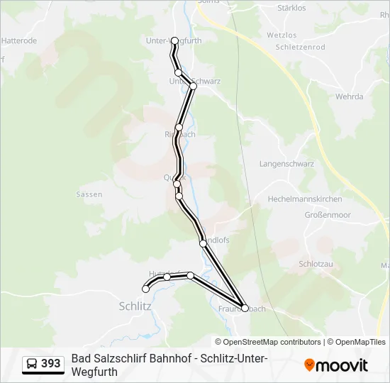 Автобус 393: карта маршрута