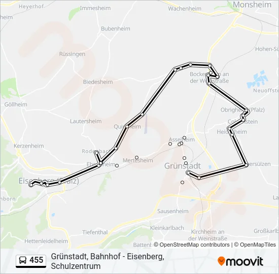 455 Bus Line Map