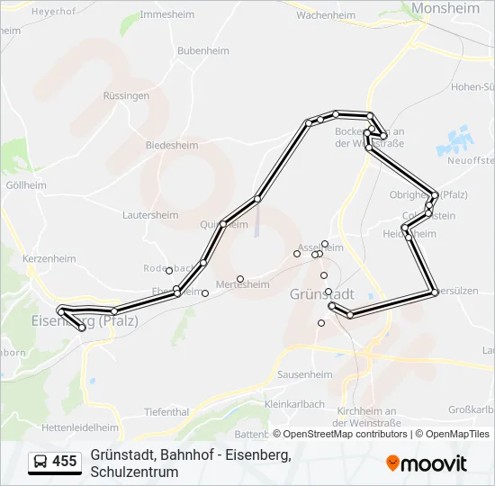 455 Bus Line Map
