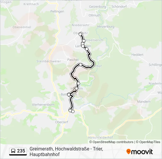 Автобус 235: карта маршрута